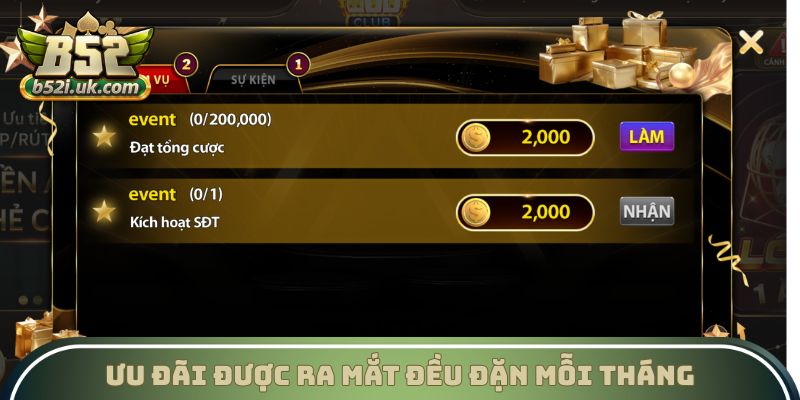 Ưu đãi được ra mắt đều đặn mỗi tháng